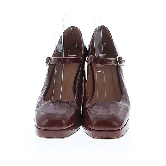 Sezane Georgia High Mary Jane Strap Heels Red Burgundy Leather 40 - Picture 3 of 4
